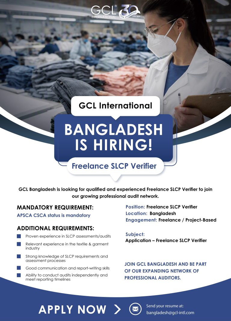 GCL International Bangladesh is Hiring-Freelance SLCP Verifier