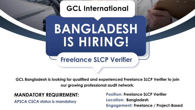 GCL International Bangladesh is Hiring-Freelance SLCP Verifier
